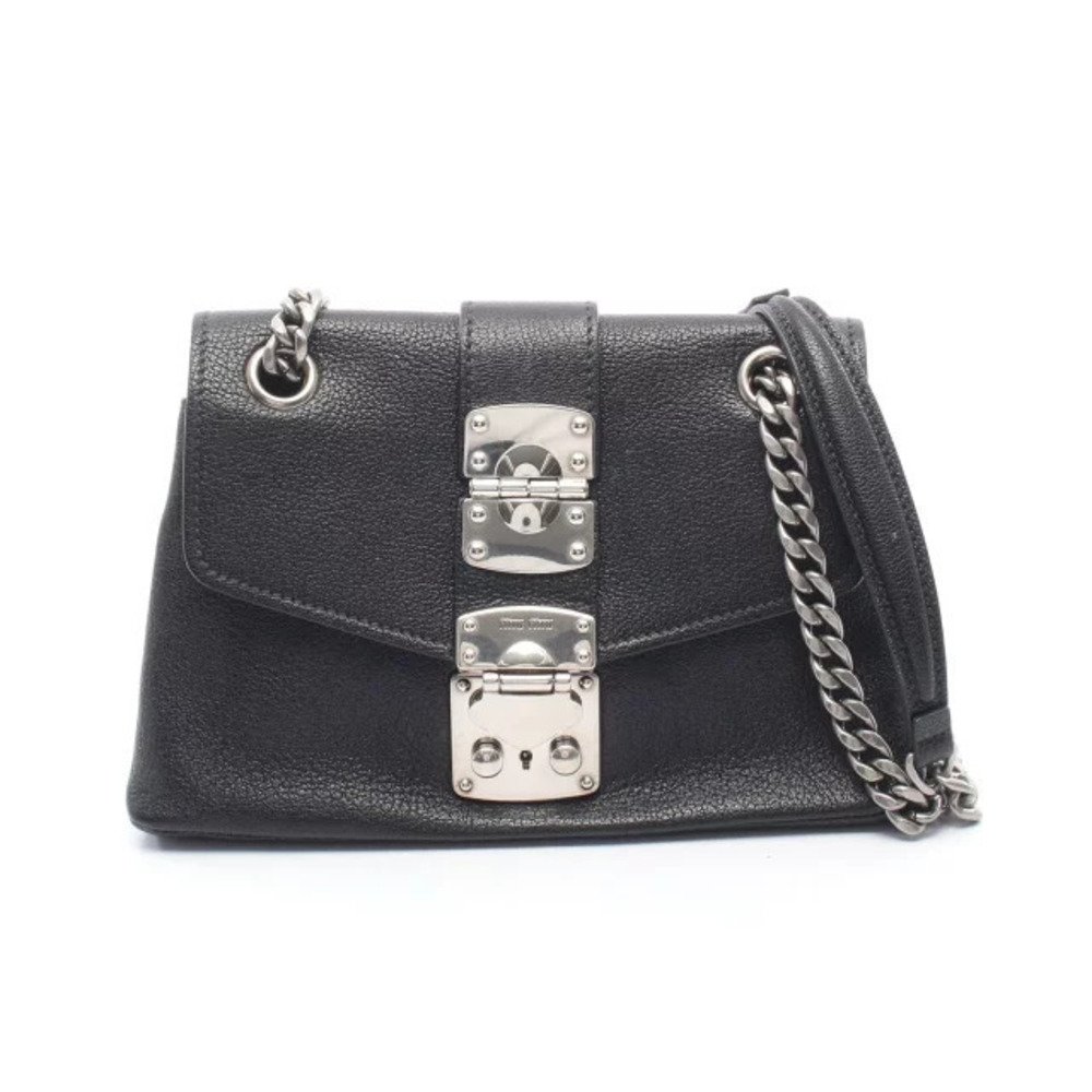 Miu Miu black grained leather shoulder bag pushlock chain strap